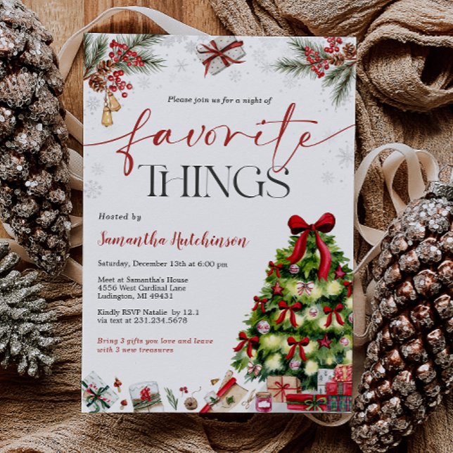 Favoritsaker Presentutbytesfest Inbjudan (Favorite Things Gift Exchange Party Invite
)