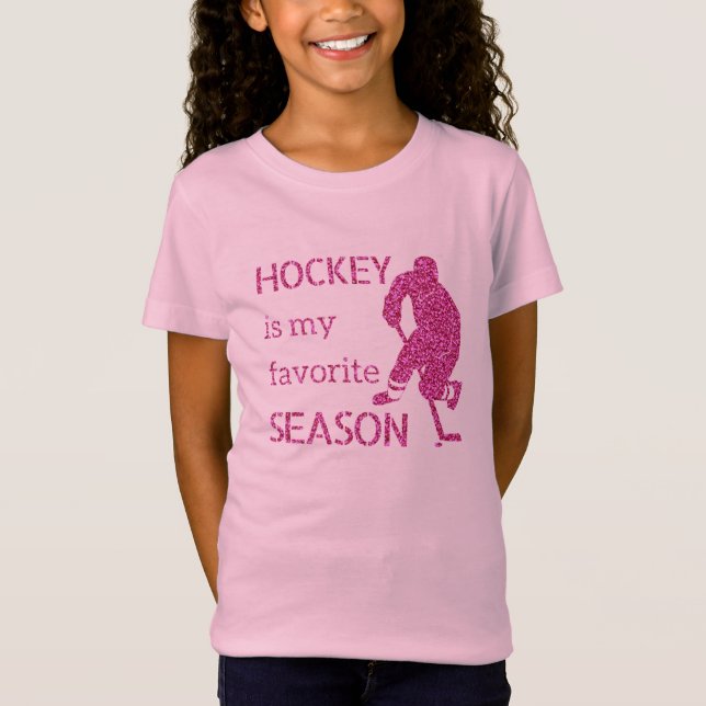 Favoritsäsong - Rosa gnistra hockeyspelare T Shirt (Framsida)