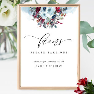 Favoritsignatur för Blue Burgundy och Red Blommigt Poster