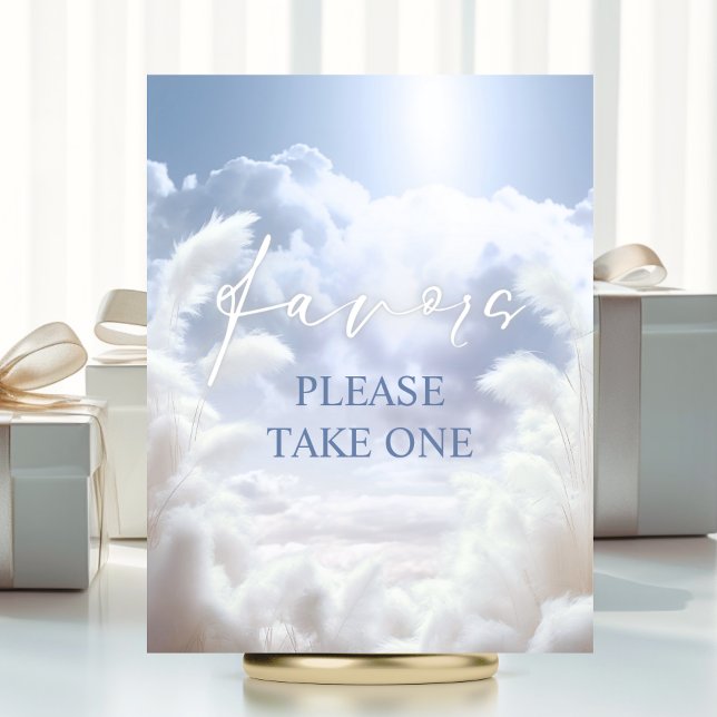 Favoritsignera molnet Nine 9 Pampas-Möhippa Poster (Favors Sign On Cloud Nine 9 Pampas Bridal Shower | Please Take One (for guests))