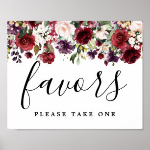 Favoritsignering för DiY Rustic Red Rosa Blommigt- Poster