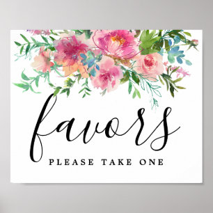 Favoritsignering för DiY Rustic Red Rosa Blommigt- Poster