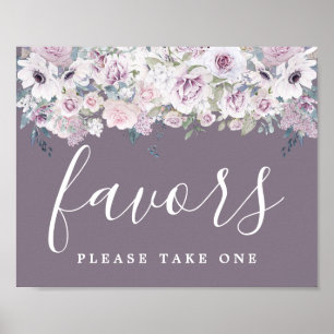 Favoritsignering för Lila Vit Blommigt-bröllop för Poster
