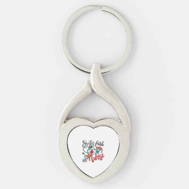 favoritsköterska 1 twisted heart silverfärgad nyckelring (Framsidan)