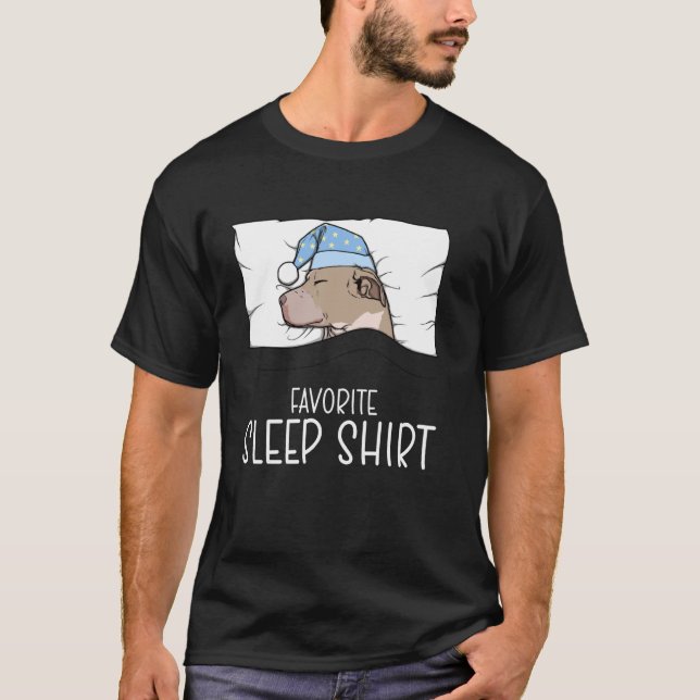 Favoritsömntröja Pitbull, Sovande Pitbull Hund  T Shirt (Framsida)