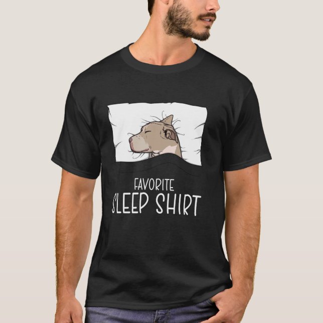 Favoritsömntröja Pitbull, Sovande Pitbull Hund  T Shirt (Framsida)