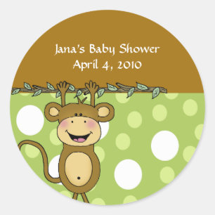 Favoritstift för BABY MONKEY Round Baby Shower Runt Klistermärke