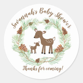 Favoritstift för Woodland Hjort Baby Shower Runt Klistermärke