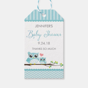 Favorittagg för babyvy för uggla Blue Chevron Ho Presentetikett