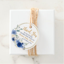 Favorittagg för blå Blommigt och Guld Gåvor Etiketter
