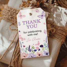 Favorittagg för blommigt Butterfly Garden Party Ta Presentetikett