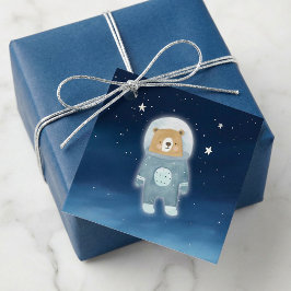 Favorittagg för Blue Astronaut Bear Space Baby Sho Gåvor Etiketter