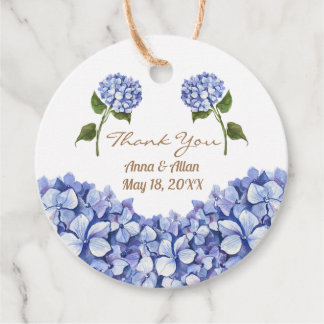 Favorittagg för Blue Hydrangea Elegant bröllop Blo Gåvor Etiketter