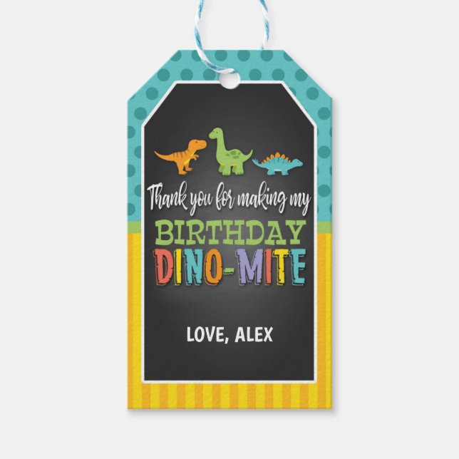 Favorittagg för dinosaur Birthday Presentetikett (Framsidan)