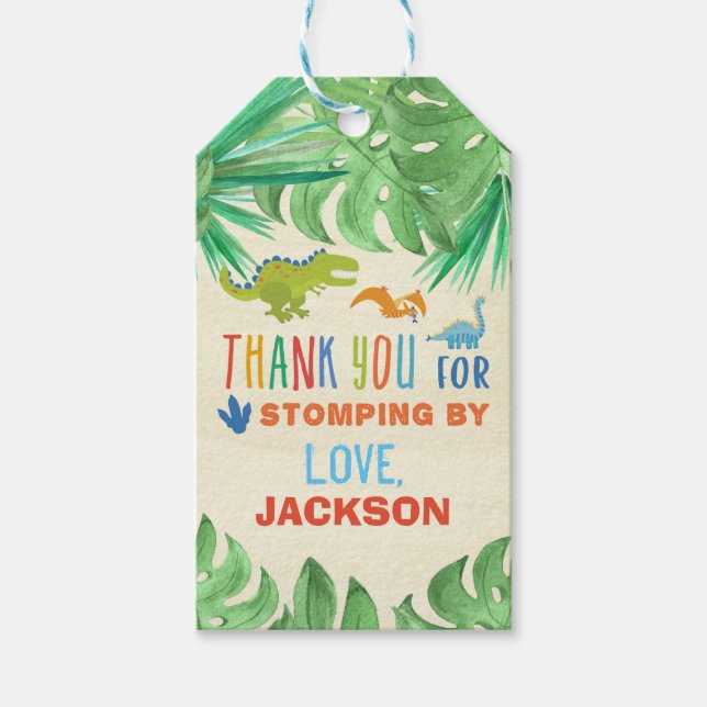 Favorittagg för Dinosaur-Födelsedagsfest Presentetikett (Framsidan)