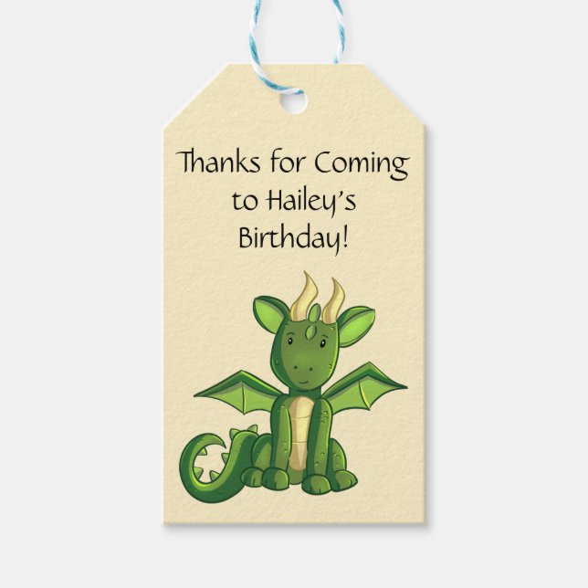 Favorittagg för Dragon-Födelsedagsfest Presentetikett (Framsidan)