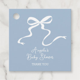 Favorittagg för Dusty Blue Bow Baby Shower Gåvor Etiketter