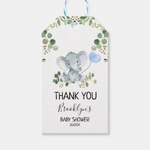 Favorittagg för Elephant Blue Balloon Baby Shower Presentetikett