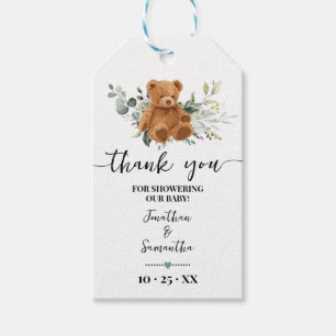 Favorittagg för Greenery Bear Baby Shower Presentetikett