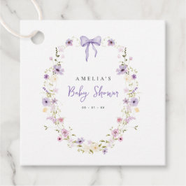 Favorittagg för Lavender Bow Baby Shower Wildblomm Gåvor Etiketter
