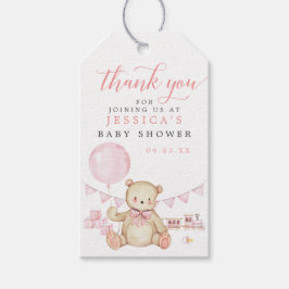 Favorittagg för nalle Girl Baby Shower Presentetikett