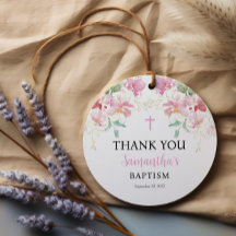 Favorittagg för rosa Blommigt Girl Baptism