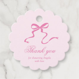 Favorittagg för rosa Bow Baby Shower Gåvor Etiketter