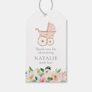 Favorittagg för rosa Flower Girl Baby Shower Presentetikett