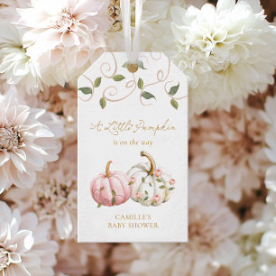 Favorittagg för rosa Pumpkin Baby Shower Presentetikett