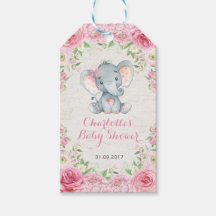 Favorittagg för rosa ros Girl Elephant Baby Shower