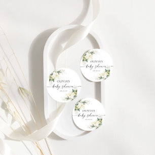 Favorittagg för vit ros Blommigt babyvy Gåvor Etiketter