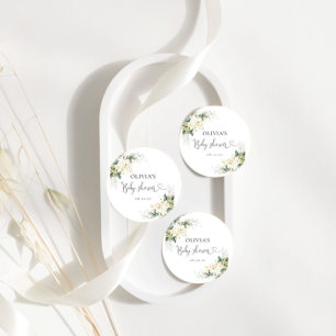 Favorittagg för vit ros Blommigt babyvy Gåvor Etiketter