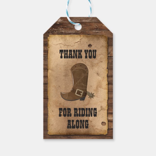 Favorittagg för western CowboyFödelsedagsfest Presentetikett (Framsidan)