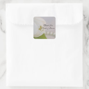 Favorittagg för White Tulip och Pearls Bröllop Tac Fyrkantigt Klistermärke
