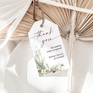 Favorittagg för Winter Evergreen Baby Shower Presentetikett