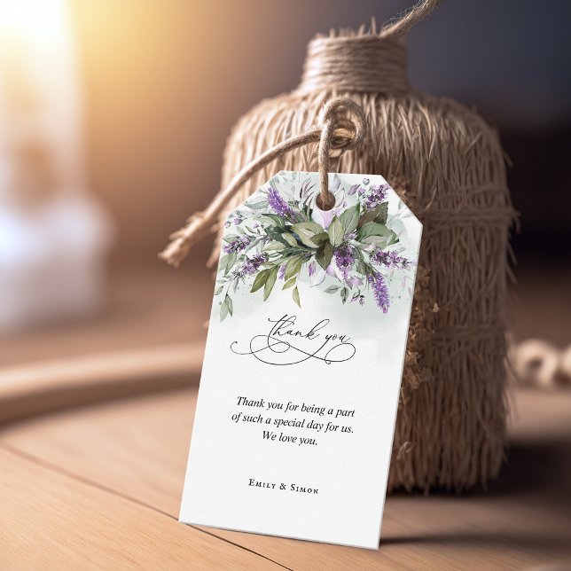 Favorittagg Tack Lavender Greenery Bröllop Presentetikett (Skapare uppladdad)