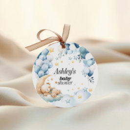 Favorittaggar, babyskor, blå bubblor gåvor etiketter