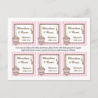 Favorittaggar Birdcage/Rosa Rand burgflirty girly Vykort