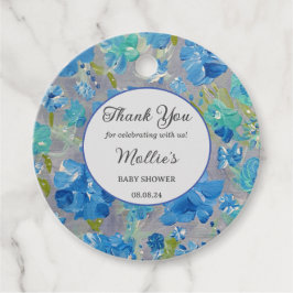 Favorittaggar för babyvy för blå Firande-Blommigt Gåvor Etiketter