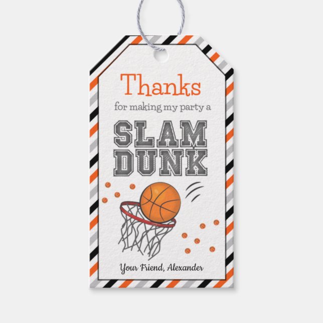 Favorittaggar för Basketball Birthday-Tack Presentetikett (Framsidan)