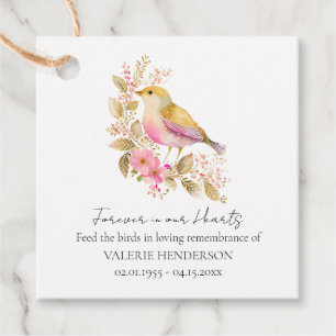 Favorittaggar för blommigt Memorial Bird Seed Gåvor Etiketter