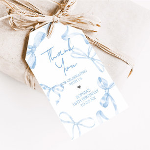 Favorittaggar för Blue Bow Sweet sixteen Birthday Presentetikett