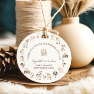 Favorittaggar för boskap Barnyard Baby Shower Gåvor Etiketter