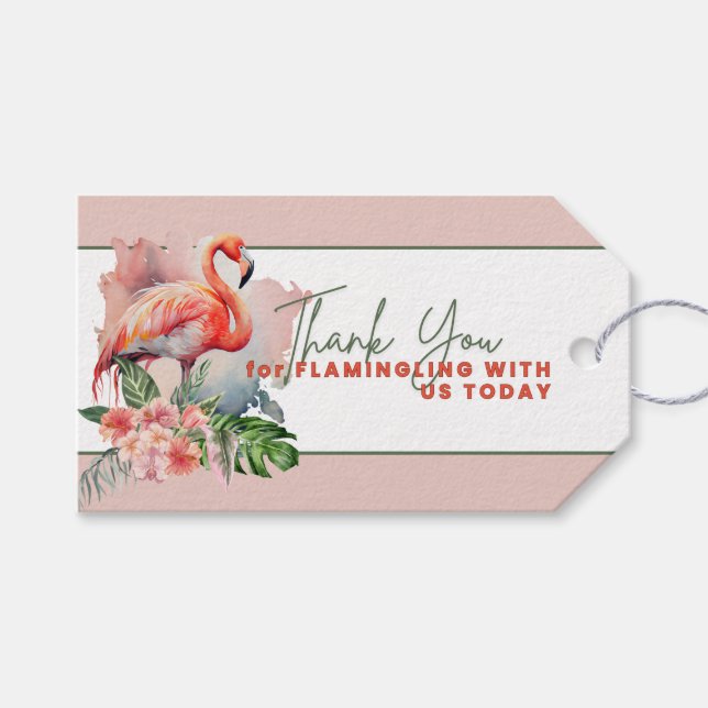 Favorittaggar för Flamingo Baby Shower Presentetikett (Framsidan (Horisontell))
