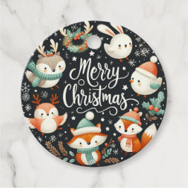 Favorittaggar för god jul Cute Foxes och Rabbits Gåvor Etiketter