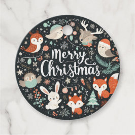 Favorittaggar för god jul Cute Foxes och Rabbits Gåvor Etiketter
