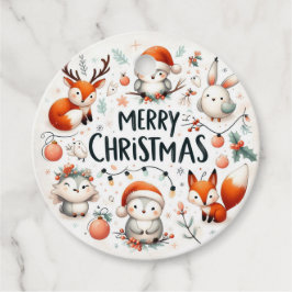 Favorittaggar för god jul Cute Foxes och Rabbits Gåvor Etiketter