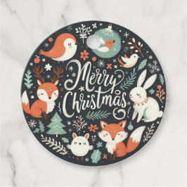 Favorittaggar för god jul Cute Foxes och Rabbits Gåvor Etiketter