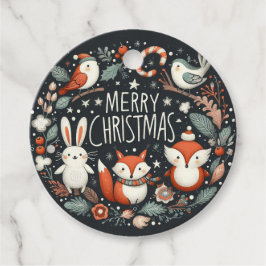 Favorittaggar för god jul Cute Foxes och Rabbits Gåvor Etiketter