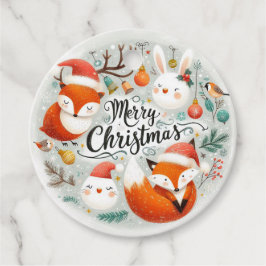 Favorittaggar för god jul Cute Foxes och Rabbits Gåvor Etiketter